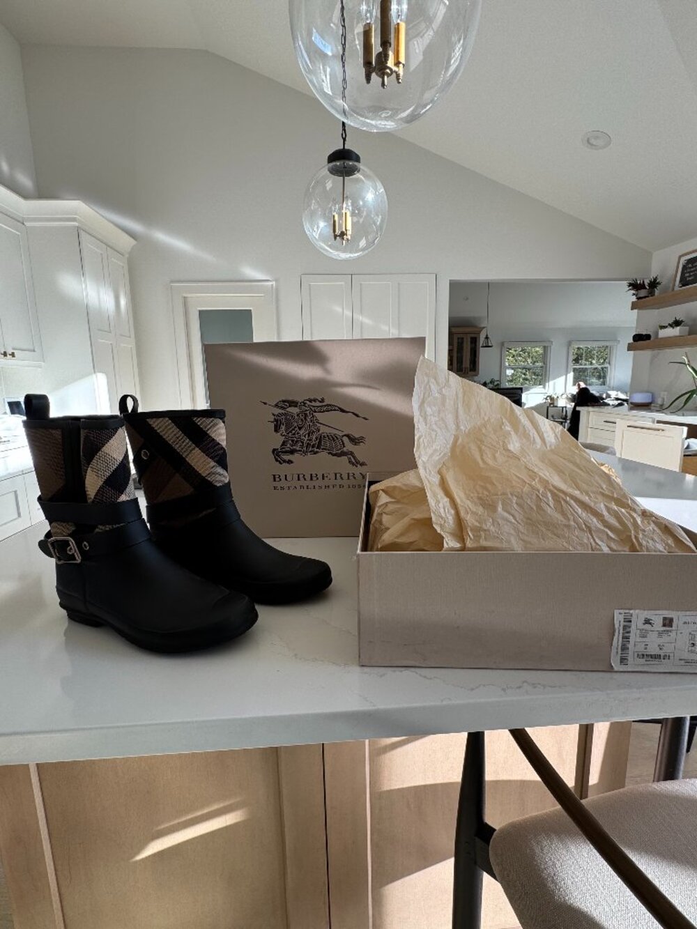 Burberry Rainboot Holloway Mid Buckle Canvas Check Rubber US 7.5/EUR 38